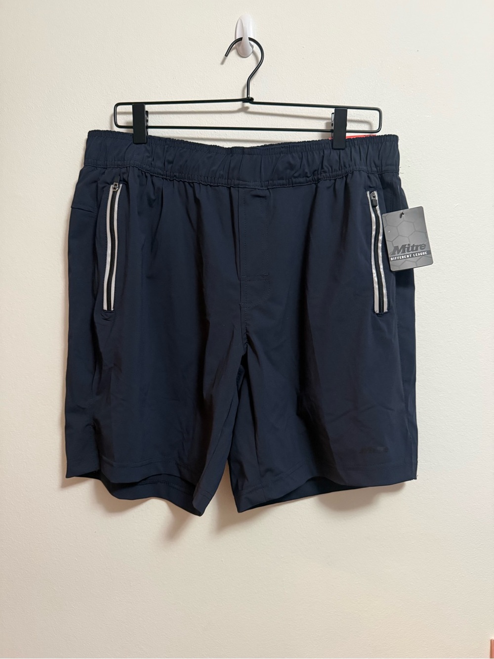 Mitre Men's Navy Athletic Shorts with Zip Pockets